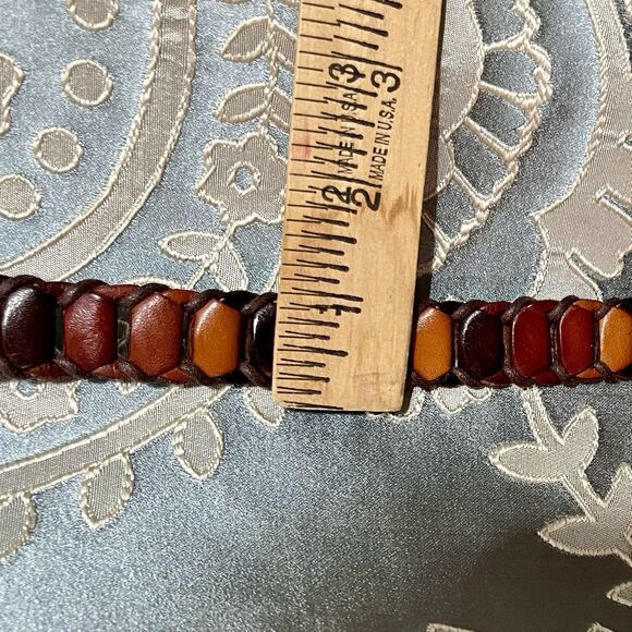 Vintage Braided Womens Belt Brown Small Leather 90s Skinny Bohemian Chic Retro - Picture 10 of 11